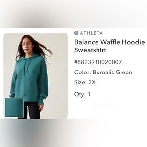 Balance Waffle hoodie Athleta 2x NWT New